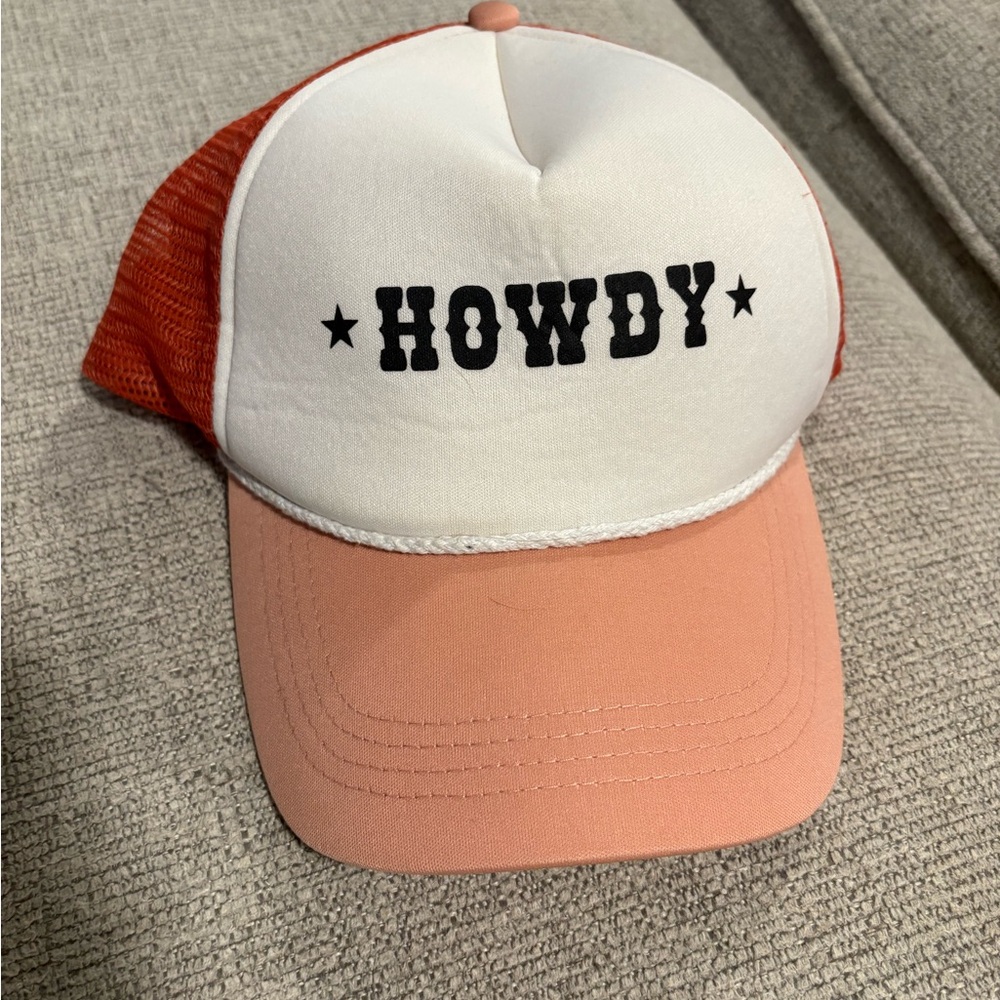 Howdy Trucker Hat in White and Orange